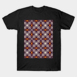 Mauve and White Shapes with Bright Orange Candy Shaped Pattern - WelshDesignsTP005 T-Shirt